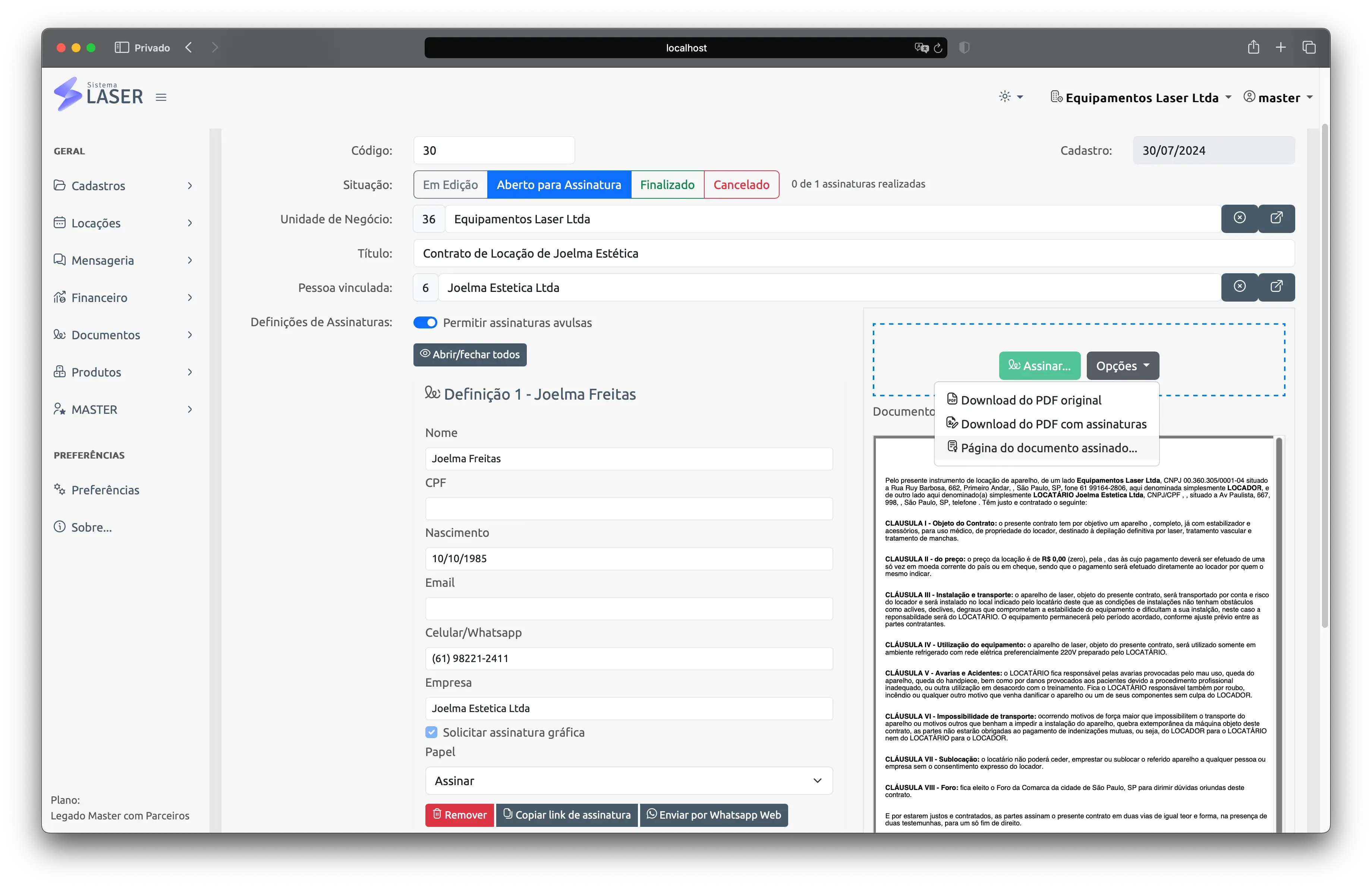 Assinatura eletrônica de documentos