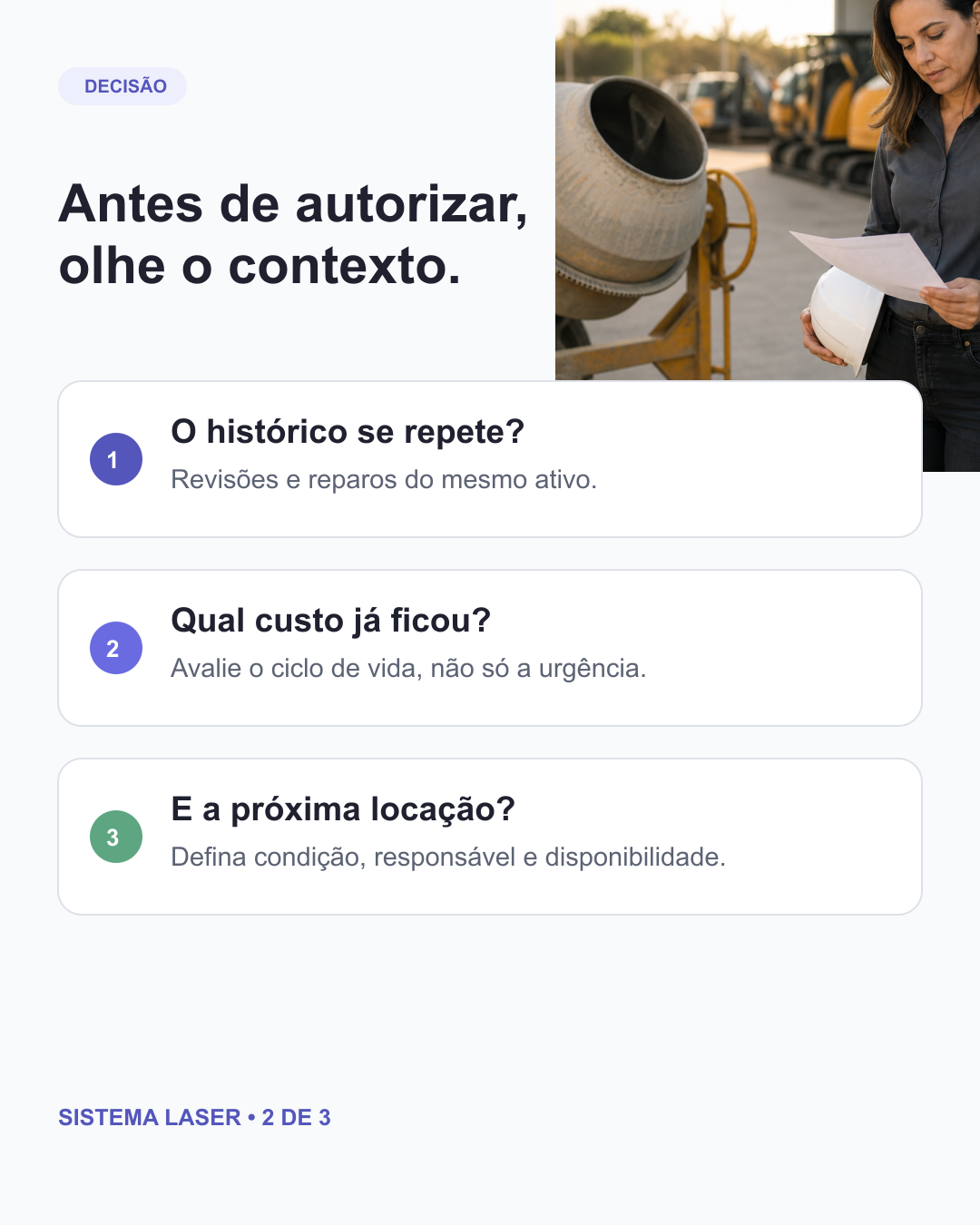 Três perguntas antes de autorizar manutenção em um equipamento alugado