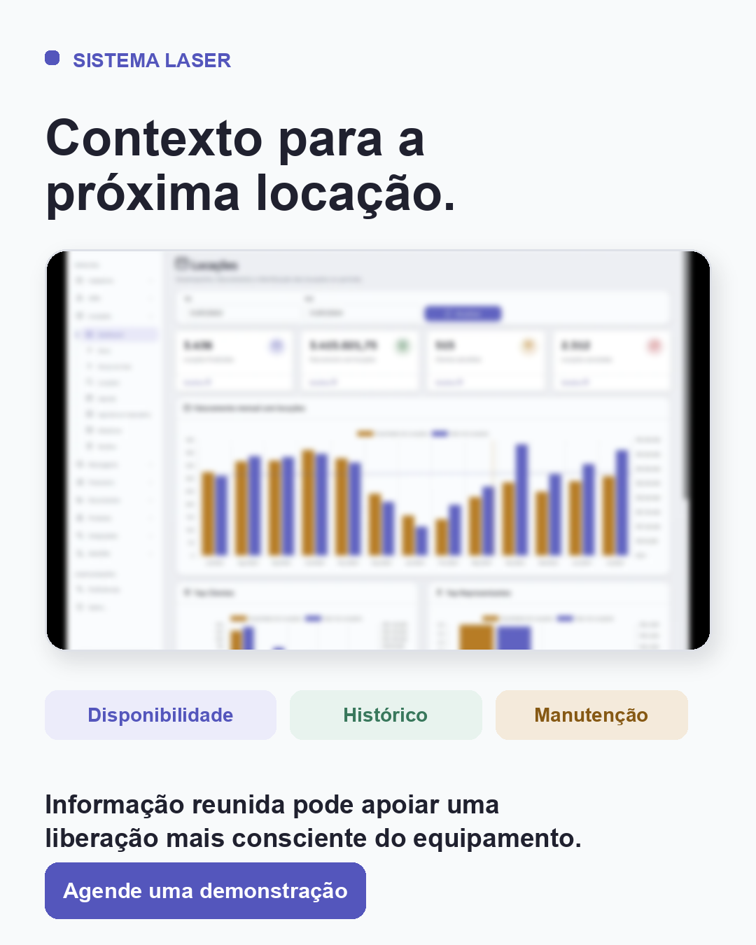Disponibilidade, histórico e manutenção reunidos como contexto para uma nova locação