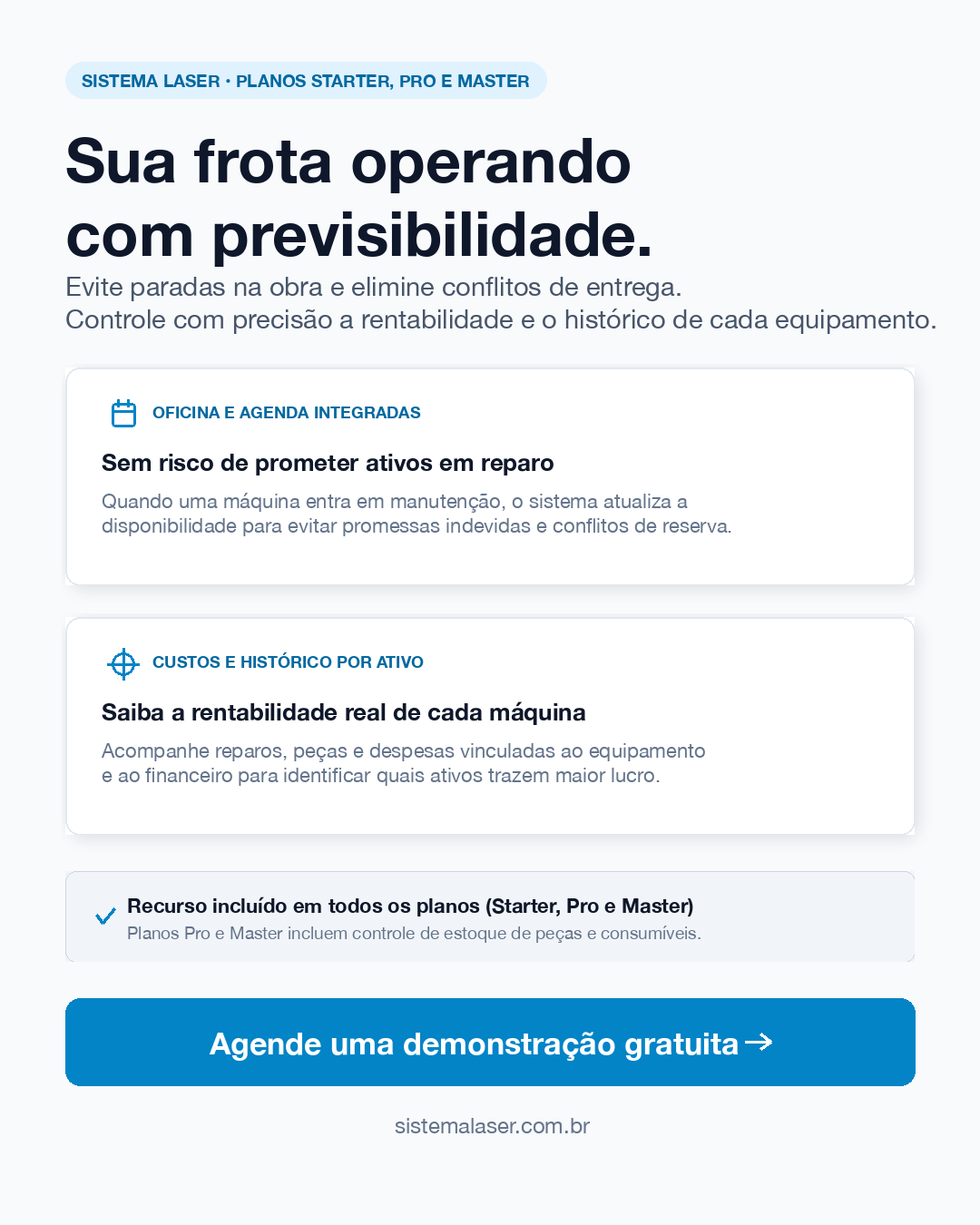 Benefícios da gestão de manutenção e frota no Sistema Laser