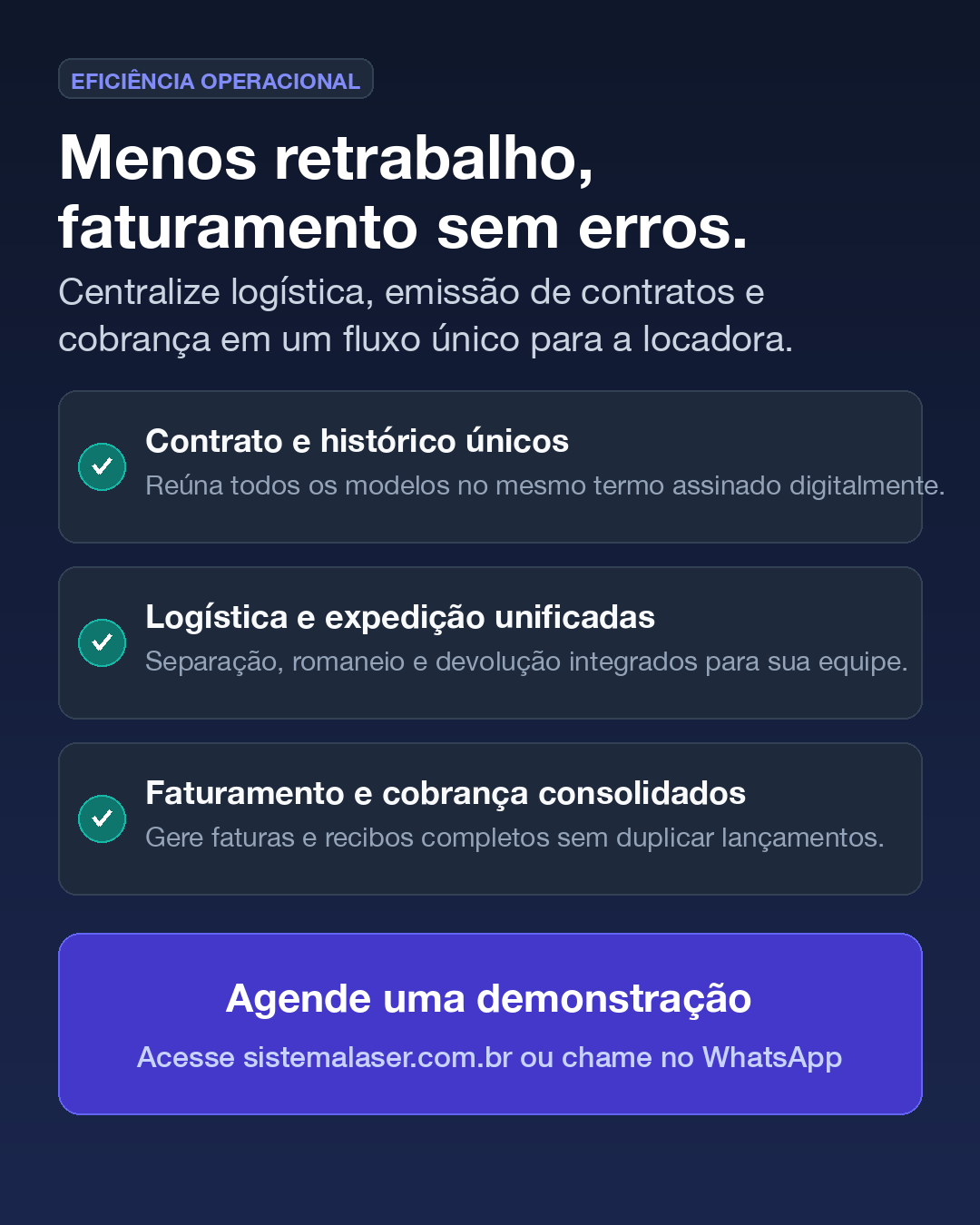 Benefícios comerciais e operacionais de múltiplos equipamentos por locação