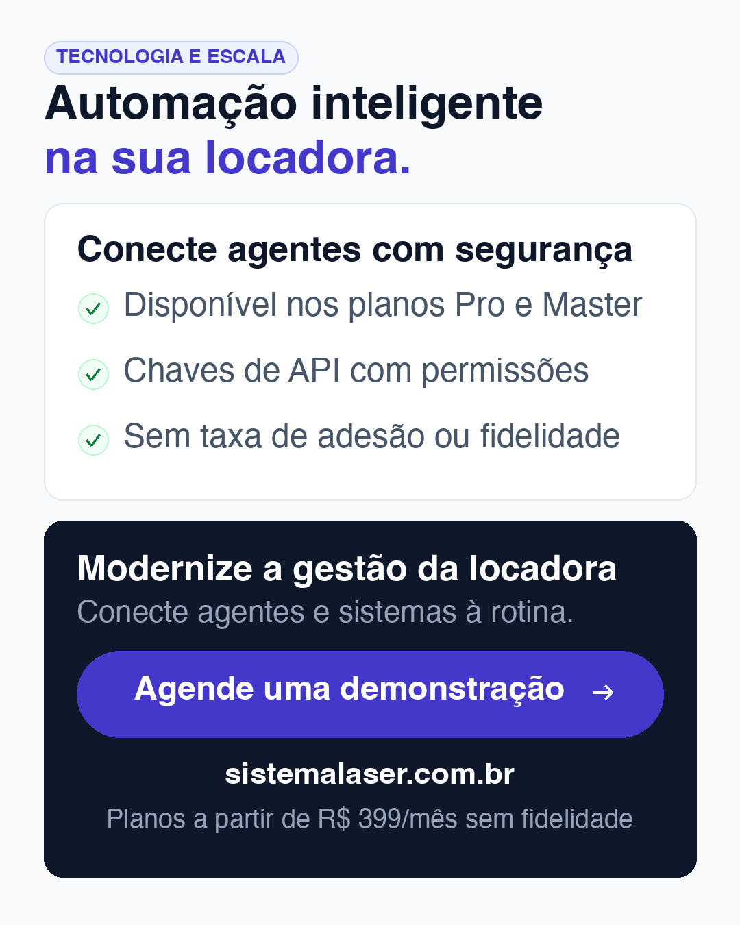 Benefícios e disponibilidade da API nos planos Pro e Master