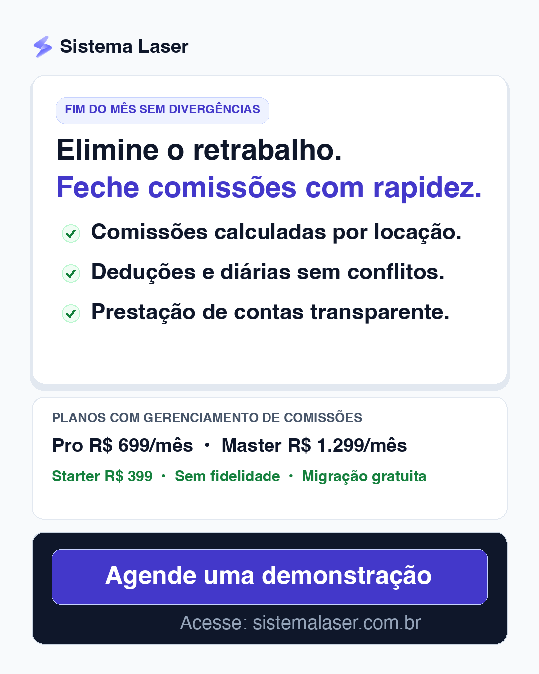 Transparência e planos do Sistema Laser para locadoras